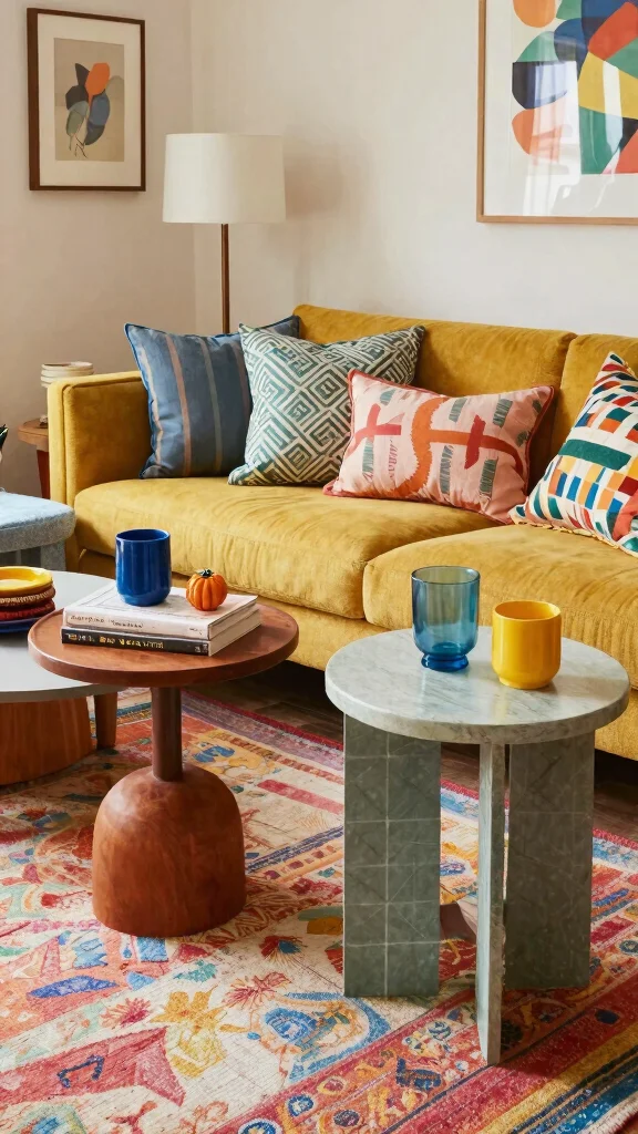 12 Living Room End Table Concepts for Every Sofa Style and Layout - 11. Eclectic Mix 1