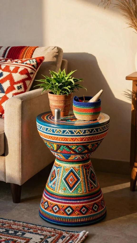 12 Living Room End Table Concepts for Every Sofa Style and Layout - 7. Bohemian Bliss 1