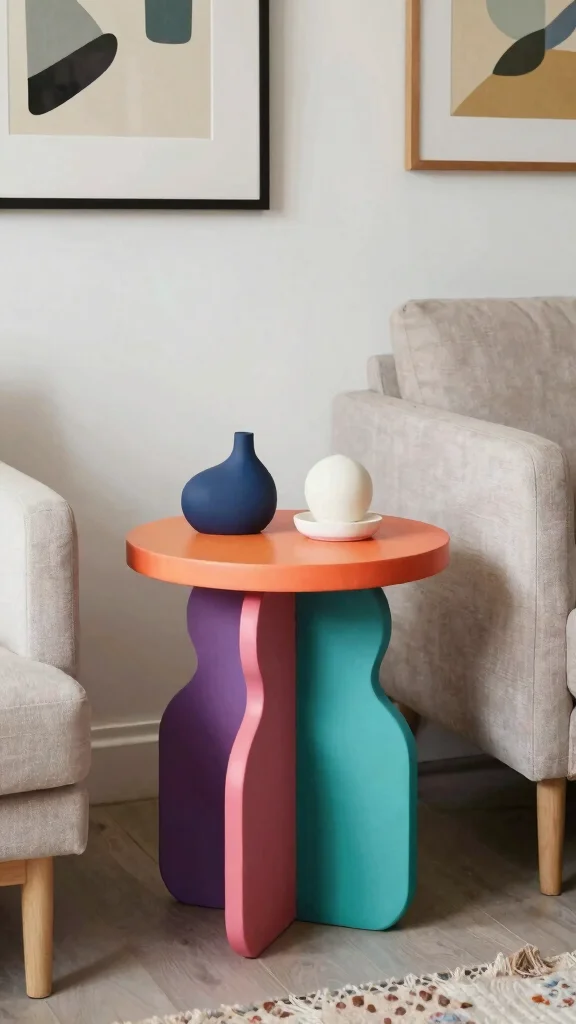 12 Living Room End Table Concepts for Every Sofa Style and Layout - 9. Artistic Expressions 1