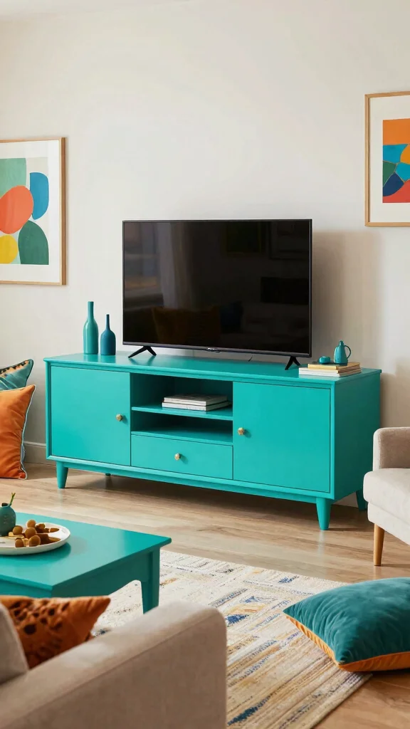12 Living Room Entertainment Center Ideas for Every Style and Budget - 5. Colorful and Bold Designs 1