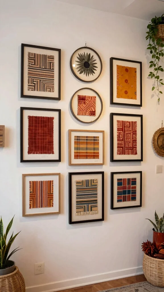 12 Living Room Gallery Wall Ideas for a Curated Personal Display - 10. Frame fabric samples or textiles 1