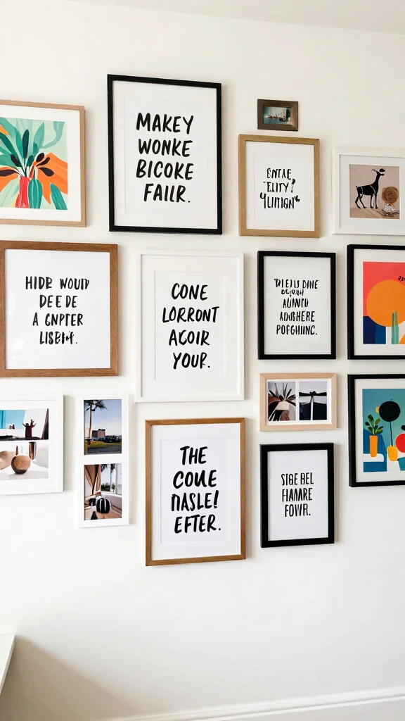 12 Living Room Gallery Wall Ideas for a Curated Personal Display - 12. Inspirational Quotes and Words 1