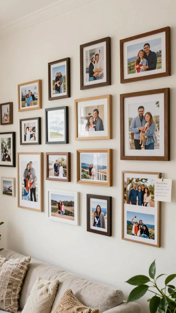 12 Living Room Gallery Wall Ideas for a Curated Personal Display - 5. Personal Photographs 1