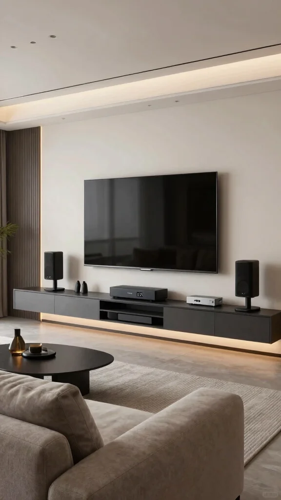 12 Living Room Media Wall Ideas for a Bold Built-In Statement - 12. Integrating Smart Technology with Style 1
