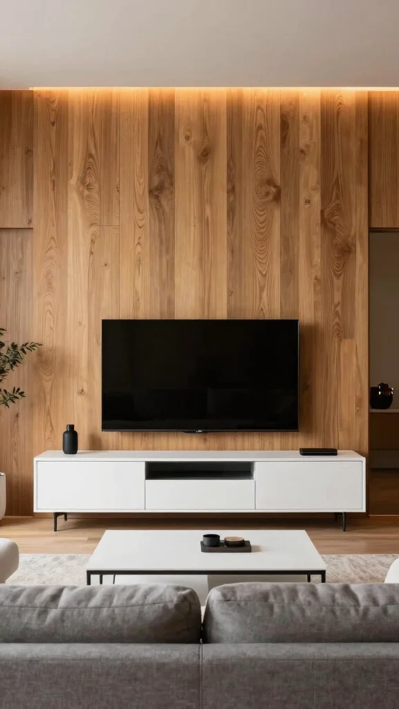 12 Living Room Media Wall Ideas for a Bold Built-In Statement - 4. Textured Paneling for Depth 1