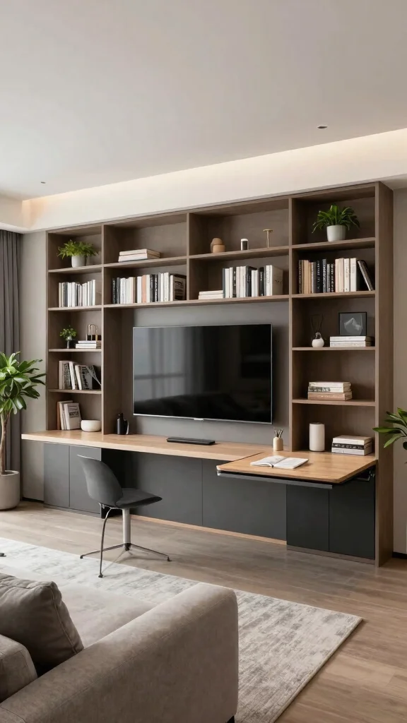 12 Living Room Media Wall Ideas for a Bold Built-In Statement - 5. Multi-Functional Media Walls 1