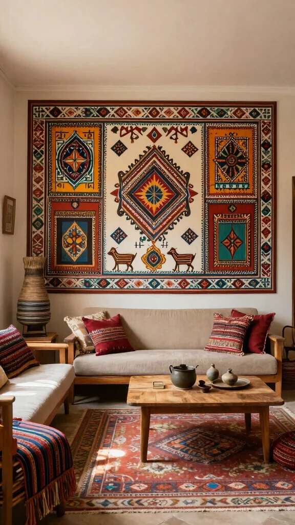 12 Living Room Mural Ideas for a Bold Artistic One-of-a-Kind Wall - 8. Cultural Heritage 1