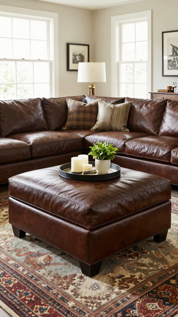 12 Living Room Ottoman Ideas for Extra Seating, Storage, and Style - 10. The Leather Ottoman 1