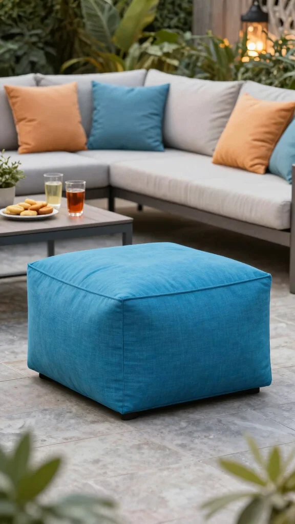 12 Living Room Ottoman Ideas for Extra Seating, Storage, and Style - 11. The Outdoor Ottoman 1