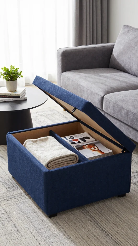 12 Living Room Ottoman Ideas for Extra Seating, Storage, and Style - 2. The Storage Ottoman 1