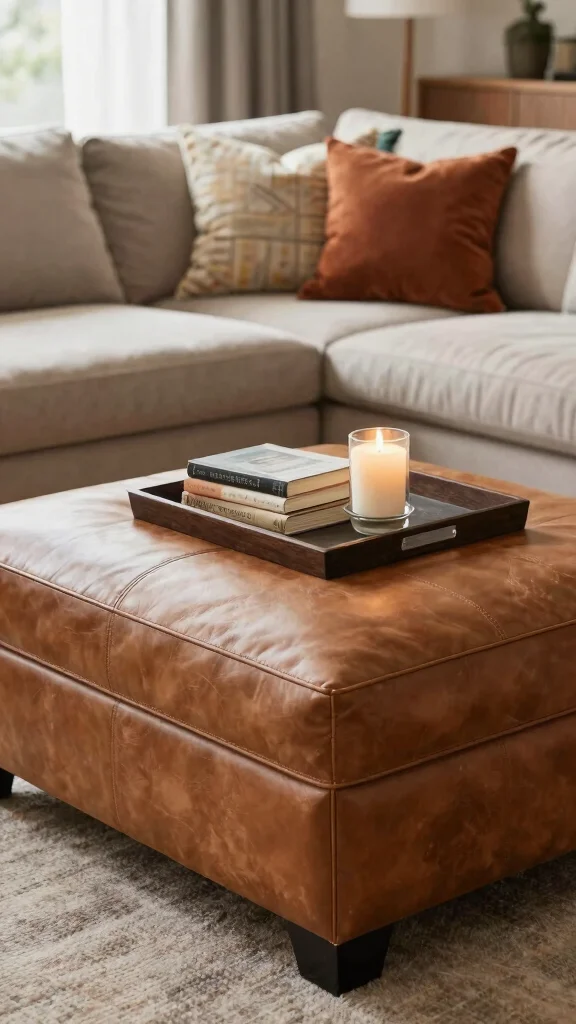 12 Living Room Ottoman Ideas for Extra Seating, Storage, and Style - 4. The Ottoman Coffee Table Hybrid 1