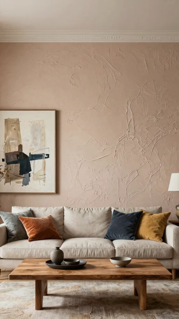 12 Living Room Panelling Ideas for a Textured Architectural Wall Detail - 3. Textured Plaster for an Artistic Flair 1
