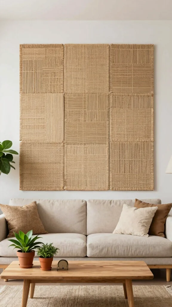12 Living Room Panelling Ideas for a Textured Architectural Wall Detail - 4. Woven Natural Fiber Panels for Eco-Friendly Texture 1