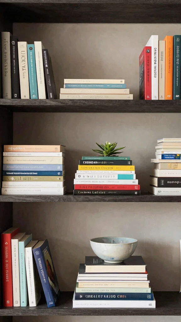 12 Living Room Shelf Ideas for Books Decor and Organized Display - 1. Layered Bookshelf Styling 1