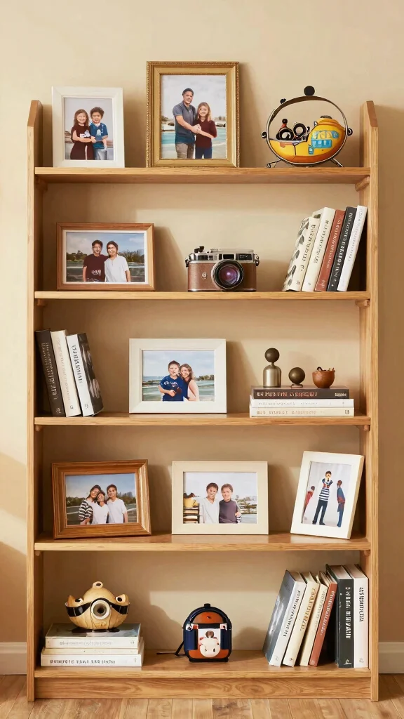 12 Living Room Shelf Ideas for Books Decor and Organized Display - 12. Personal Touches 1