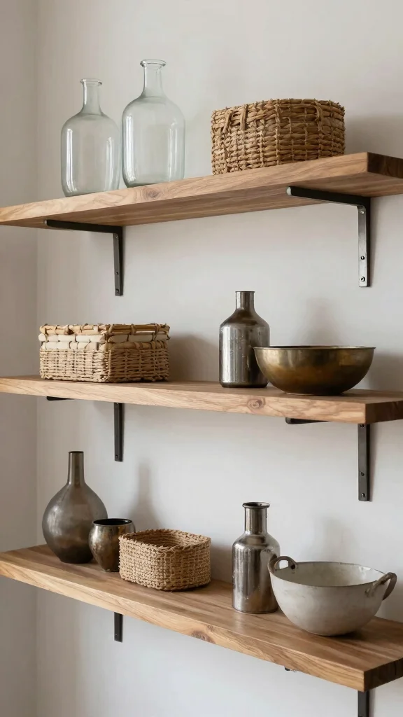 12 Living Room Shelf Ideas for Books Decor and Organized Display - 4. A Mix of Materials 1