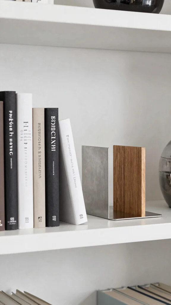 12 Living Room Shelf Ideas for Books Decor and Organized Display - 9. Artistic Bookends 1