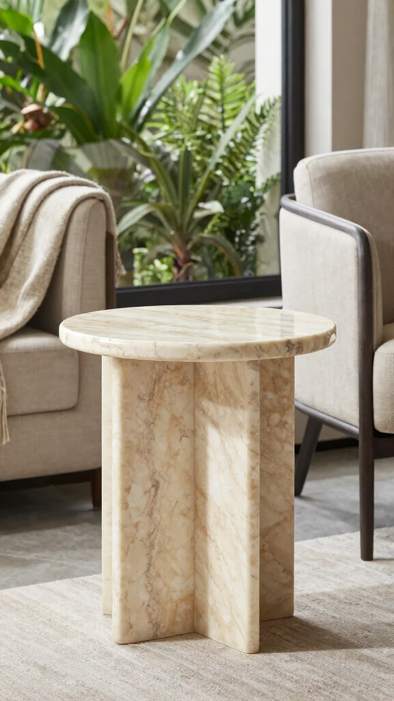 12 Living Room Side Table Ideas for a Functional Styled End Surface - 5. Natural Stone Elegance 1