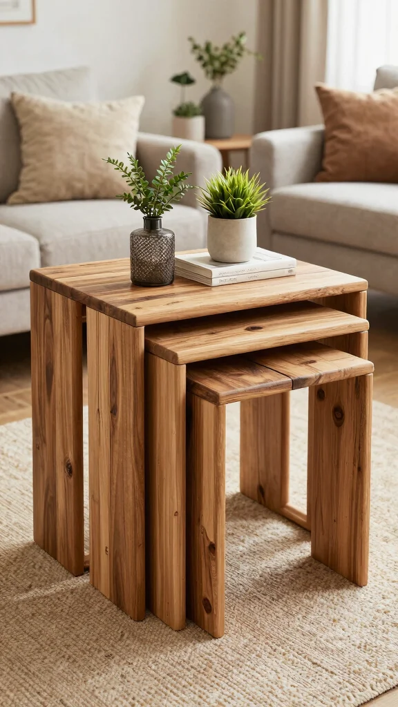 12 Living Room Side Table Ideas for a Functional Styled End Surface - 8. Stylish Nesting Tables 1