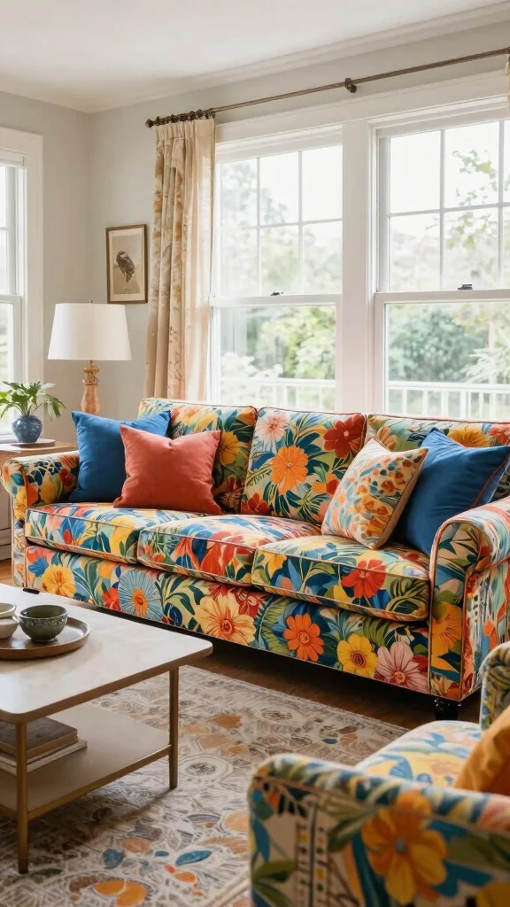 12 Living Room Sofa Design Ideas for Every Style and Space - 10. Bold Prints and Patterns 1