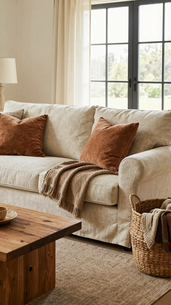 12 Living Room Sofa Design Ideas for Every Style and Space - 4. Cozy Natural Textures 1