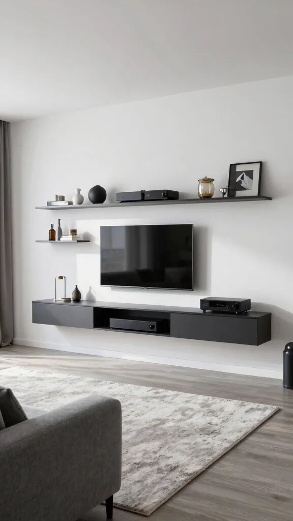 12 Living Room TV Unit Design Ideas for a Sleek Stylish Media Wall - 7. Wall-Mounted Systems 1