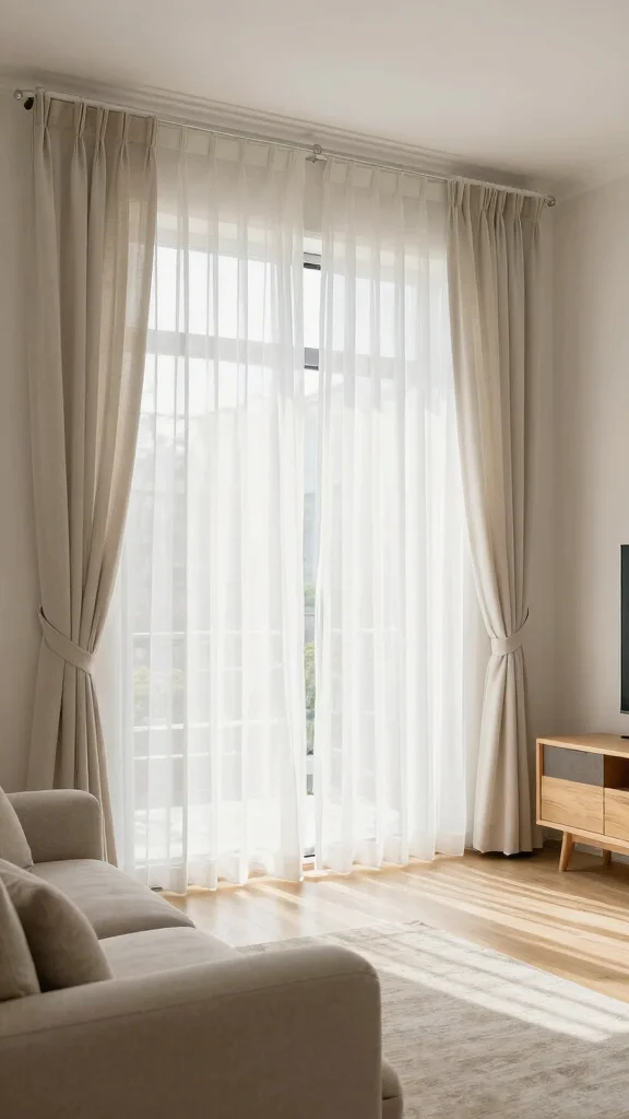 12 Living Room TV Wall Ideas for a Minimal Styled Entertainment Setup - 11. Natural Light and Minimalist Curtains 1