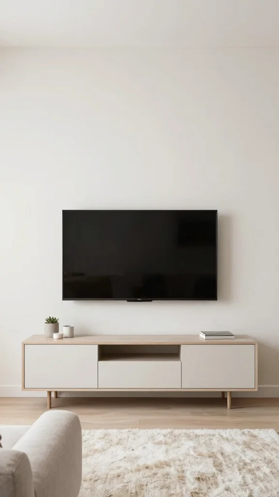 12 Living Room TV Wall Ideas for a Minimal Styled Entertainment Setup - 7. Understated Wall-Mounted TV 1