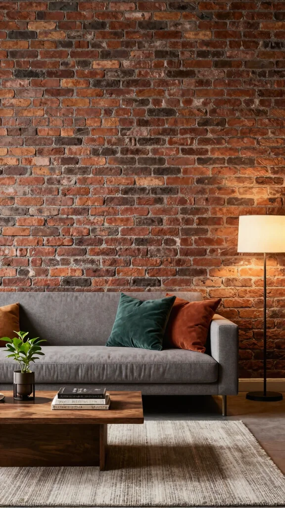 12 Living Room Wall Texture Ideas for a Tactile Dimensional Finish - 1. Exposed Brick for Urban Vibes 1