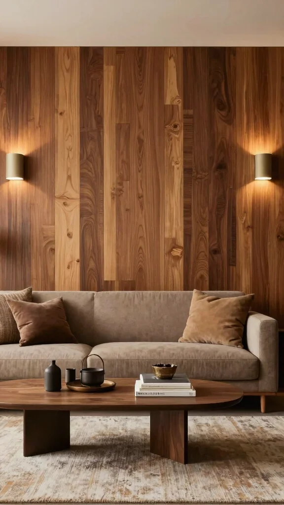 12 Living Room Wall Texture Ideas for a Tactile Dimensional Finish - 3. Wood Paneling for Warmth and Charm 1