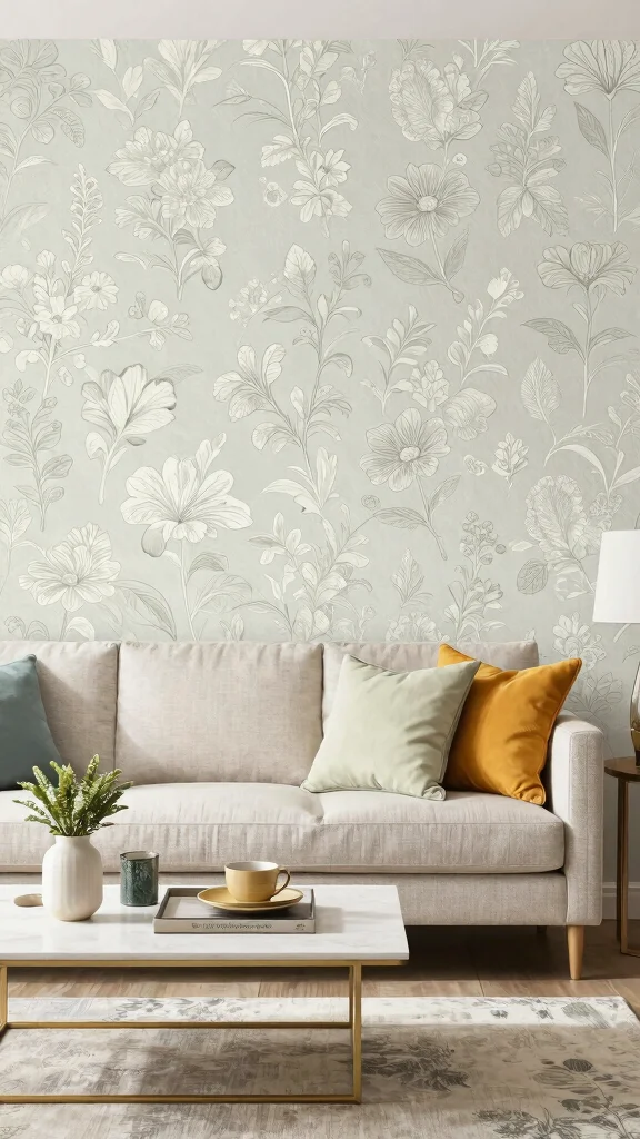 12 Living Room Wall Texture Ideas for a Tactile Dimensional Finish - 9. Wallpaper Textures for Quick Transformation 1