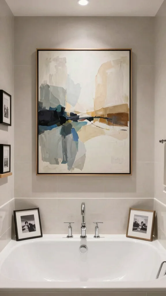 12 Modern Bathroom Decor Ideas for a Sleek Polished Space - 12. Custom Artwork 1