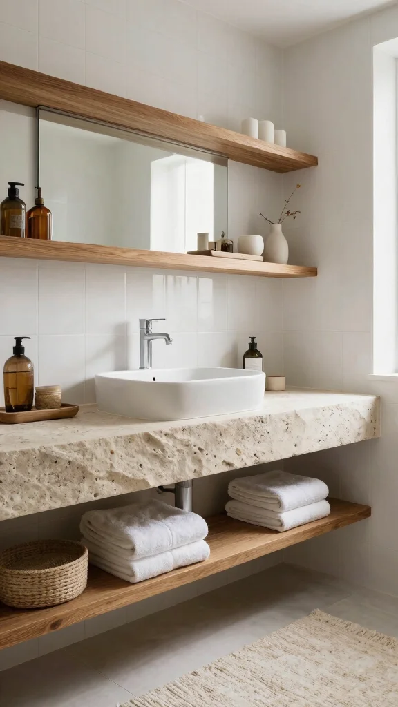 12 Modern Bathroom Decor Ideas for a Sleek Polished Space - 4. Textural Contrast 1