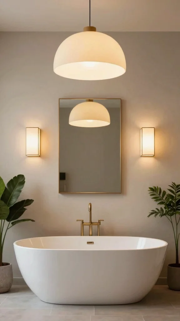 12 Modern Bathroom Decor Ideas for a Sleek Polished Space - 5. Statement Lighting 1