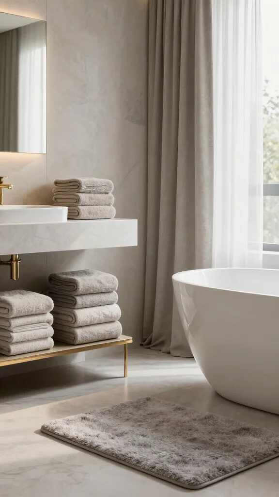 12 Modern Bathroom Decor Ideas for a Sleek Polished Space - 6. Luxurious Textiles 1