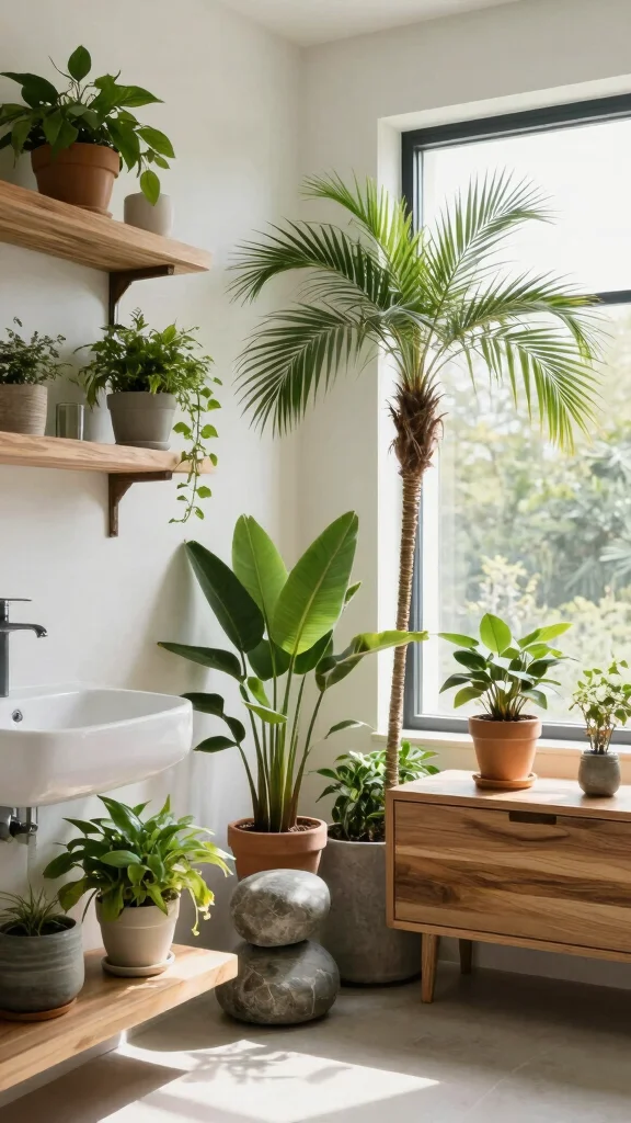 12 Modern Bathroom Decor Ideas for a Sleek Polished Space - 8. Greenery and Natural Elements 1