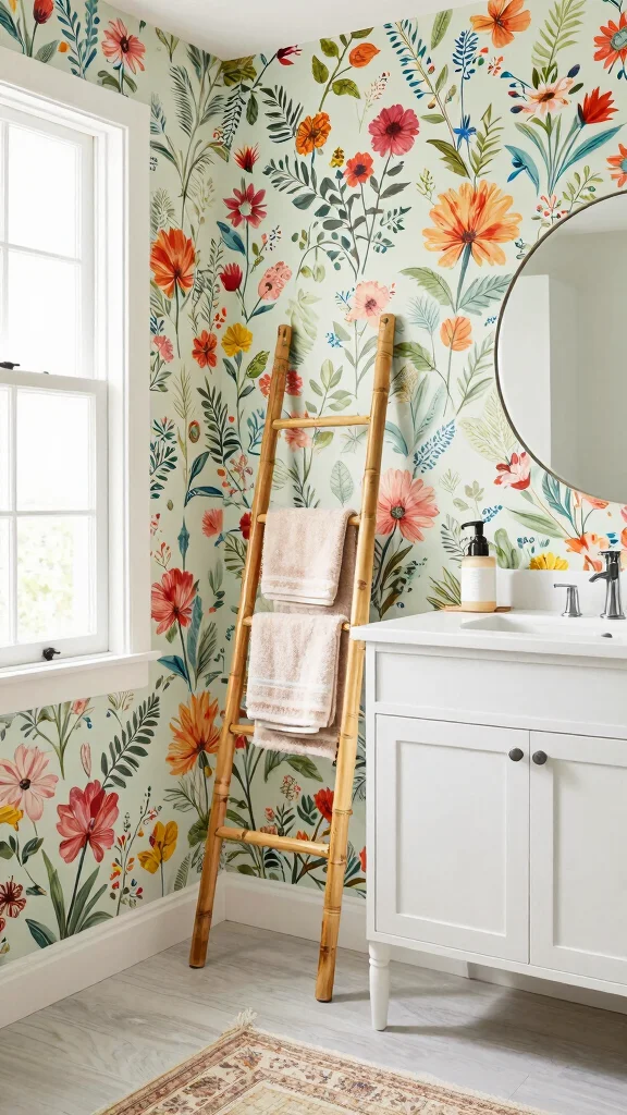 12 Renter-Friendly Bathroom Decor Ideas With No Damage Required - 1. Removable Wallpaper 1