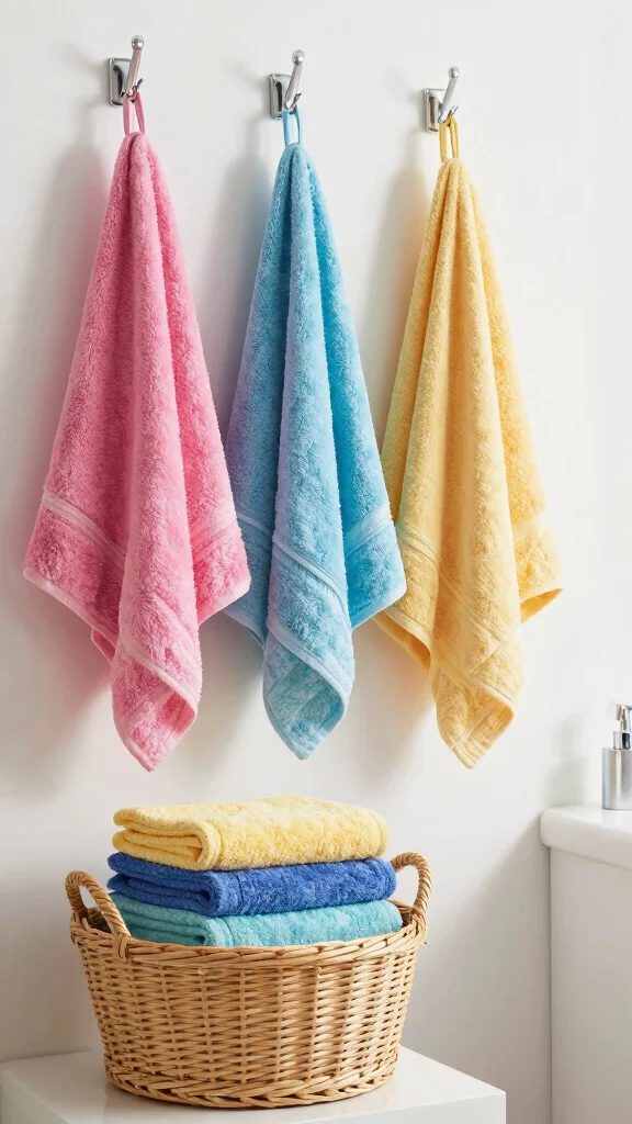 12 Renter-Friendly Bathroom Decor Ideas With No Damage Required - 11. Colorful Towels 1