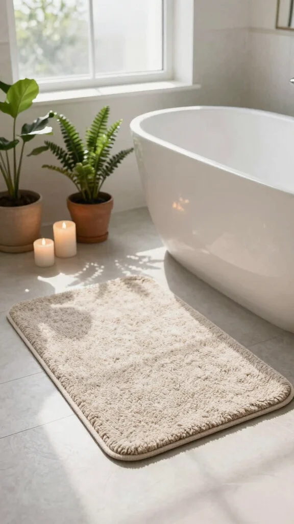 12 Renter-Friendly Bathroom Decor Ideas With No Damage Required - 2. Eco-Friendly Bath Mats 1