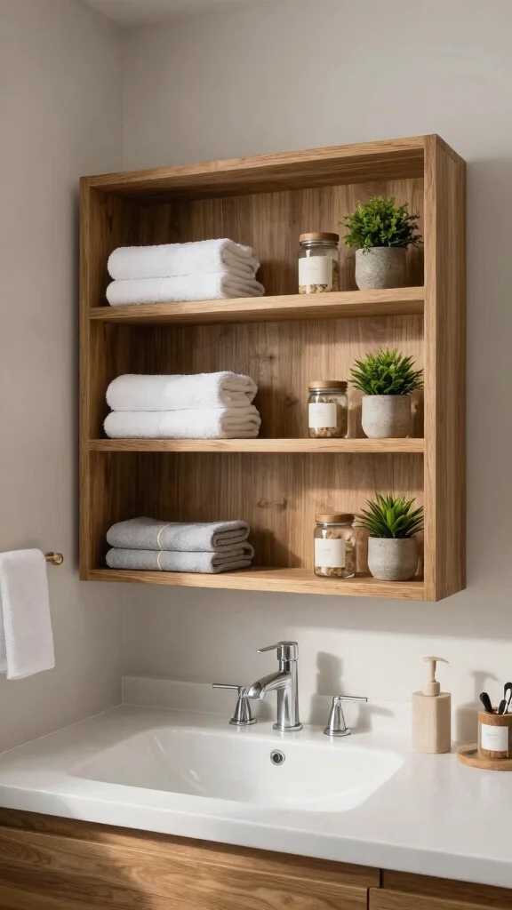 12 Under-Sink Bathroom Decor and Storage Ideas for a Tidy Vanity - 6. Natural Wood Shelving 1