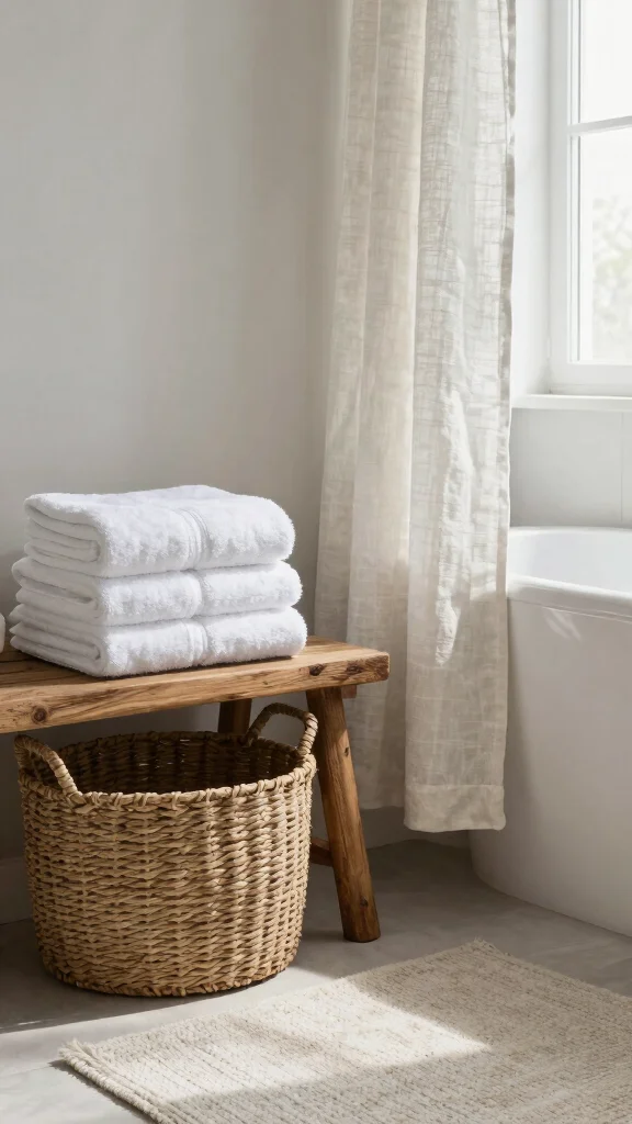 13 Bathroom Decor Inspiration Ideas for Every Style and Taste - 7. Textured Fabrics 1