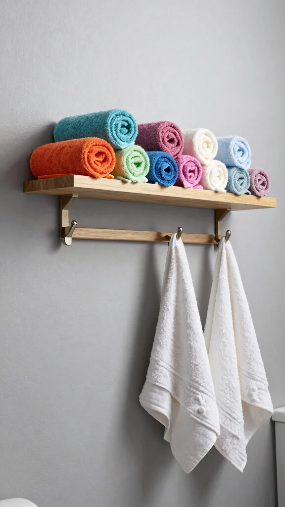 13 Bathroom Wall Decor Ideas for Art Shelves and Statement Walls - 12. Artistic Towel Displays 1