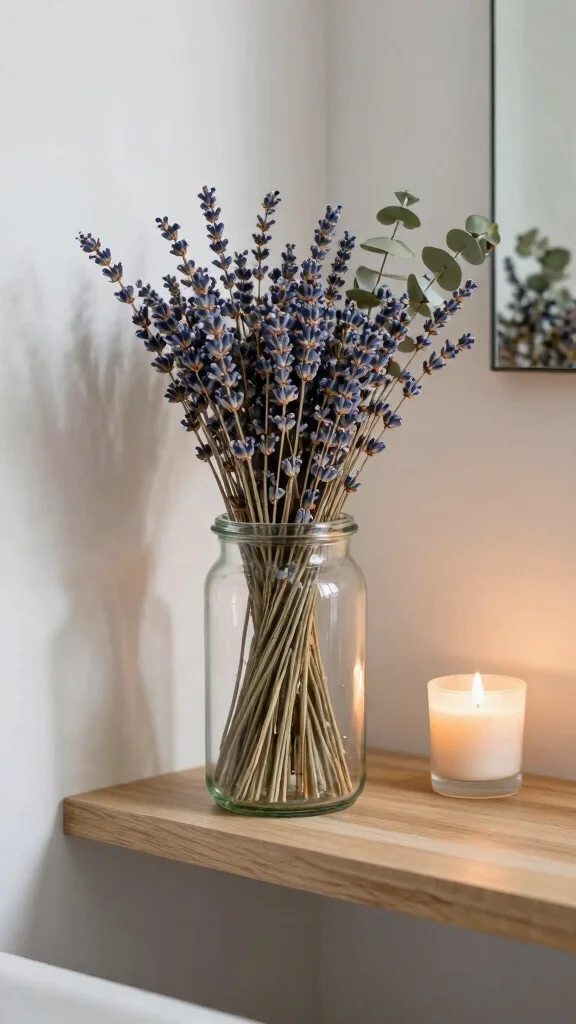 13 Bathroom Wall Decor Ideas for Art Shelves and Statement Walls - 6. Dried Floral Arrangements 1