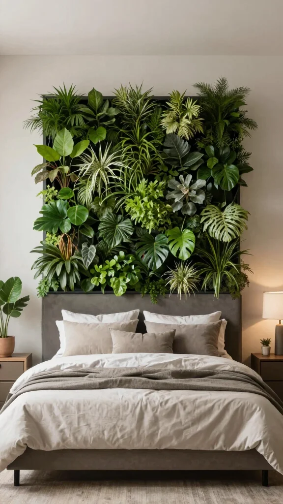 13 Bedroom Headboard Ideas From Upholstered to DIY and Everything Between - 13. Green Living Wall Headboard 1