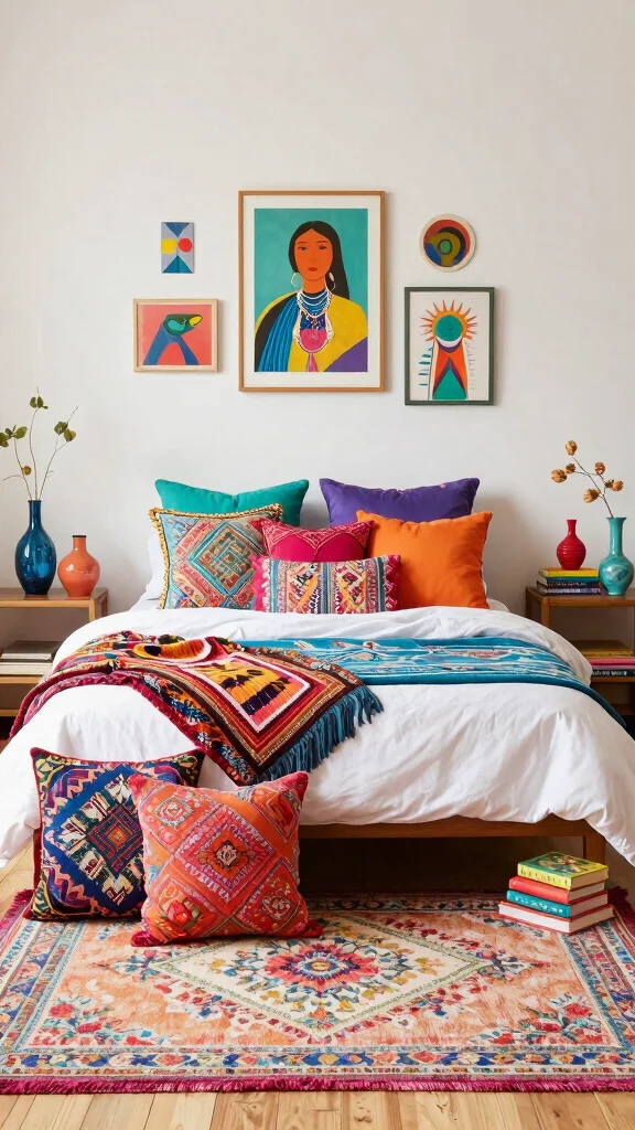 13 Bedroom Interior Design Ideas for a Beautiful Personal Sleep Space - 6. Colorful Accents to Brighten the Space 1