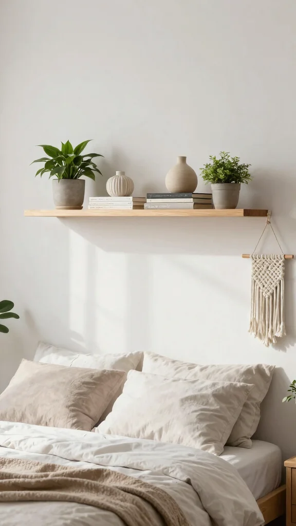 13 Bedroom Wall Decor Ideas for Above the Bed Ledges and Every Wall - 1. Floating Shelves for Stylish Storage 1