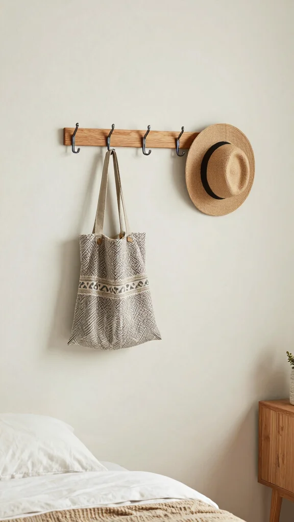 13 Bedroom Wall Decor Ideas for Above the Bed Ledges and Every Wall - 13. Functional Wall Hooks 1
