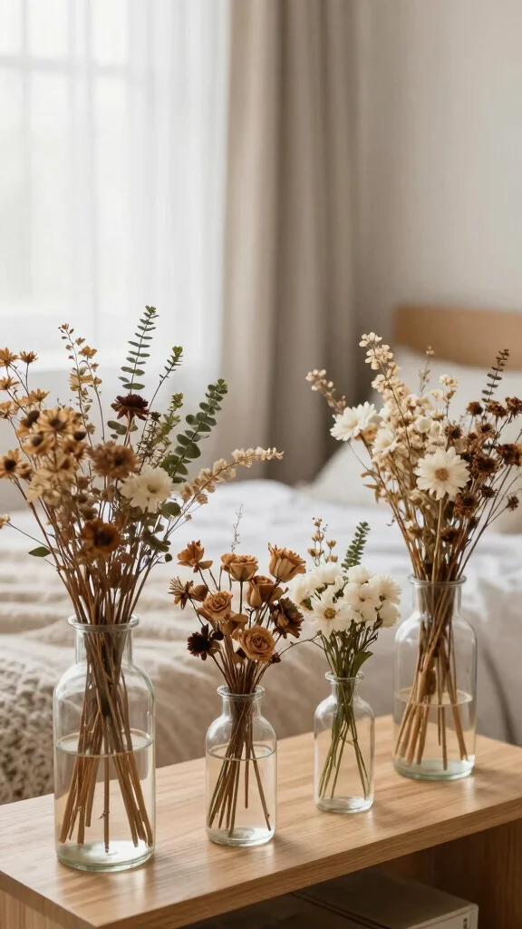 13 Bedroom Wall Decor Ideas for Above the Bed Ledges and Every Wall - 4. Dried Flowers for a Natural Touch 1