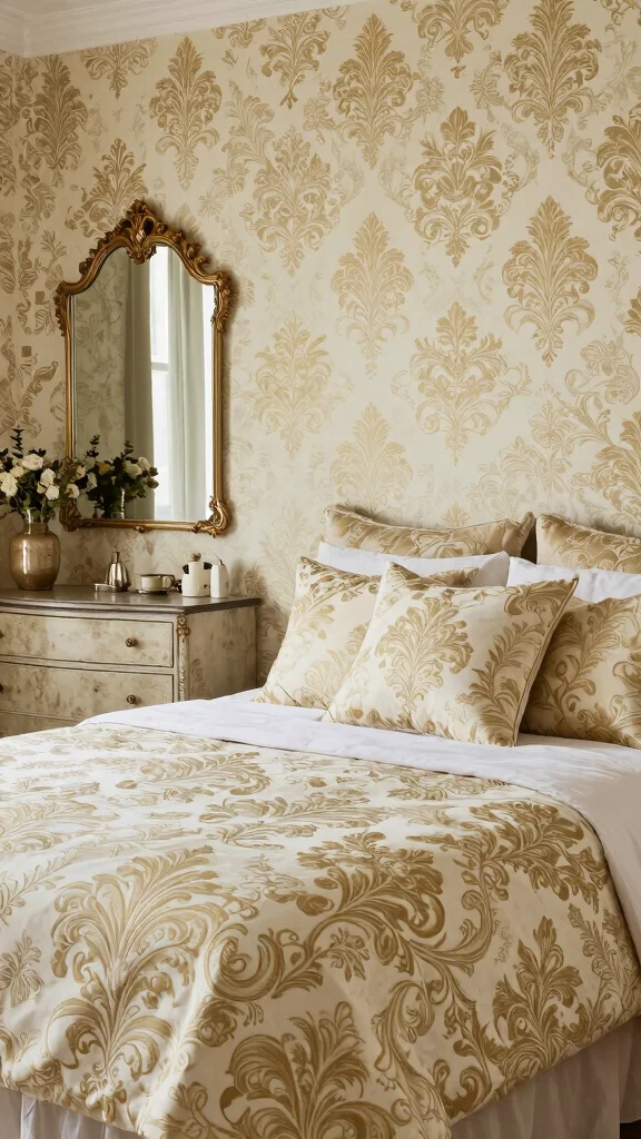 13 Bedroom Wallpaper Ideas for Every Style From Floral to Geometric - 5. Vintage Glamour 1