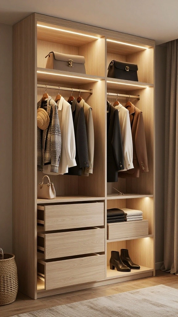 13 Bedroom Wardrobe Design Ideas for Built-In Freestanding and Walk-In Storage - 12. Wardrobes with Built-In Lighting 1
